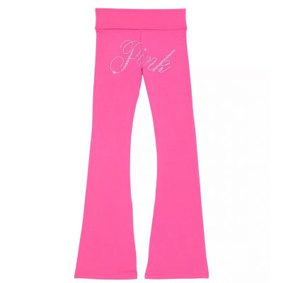 Victoria’s Secret, PINK, XL, LE, ALL DAY COTTON BLING FOLDOVER FLARE LEGGINGS